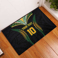 Custom Cook Islands Rugby League Rubber Doormat Tatau Tribal Pattern-Special Edition Black Color