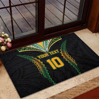 Custom Cook Islands Rugby League Rubber Doormat Tatau Tribal Pattern-Special Edition Black Color