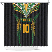 Custom Cook Islands Rugby League Shower Curtain Tatau Tribal Pattern-Special Edition Black Color