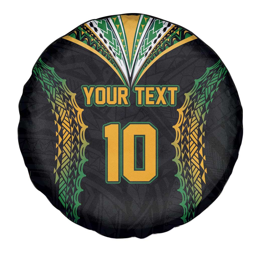 Custom Cook Islands Rugby League Spare Tire Cover Tatau Tribal Pattern-Special Edition Black Color