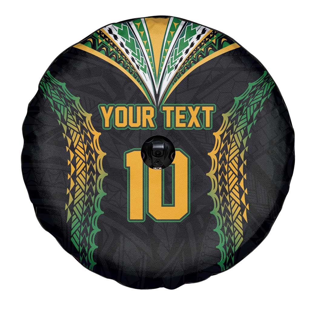 Custom Cook Islands Rugby League Spare Tire Cover Tatau Tribal Pattern-Special Edition Black Color