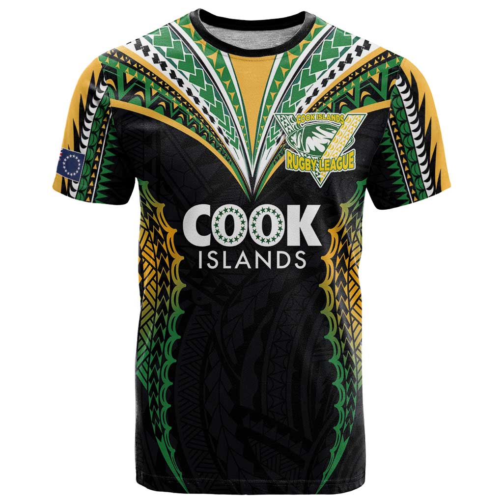Custom Cook Islands Rugby League T Shirt Tatau Tribal Pattern-Special Edition Black Color