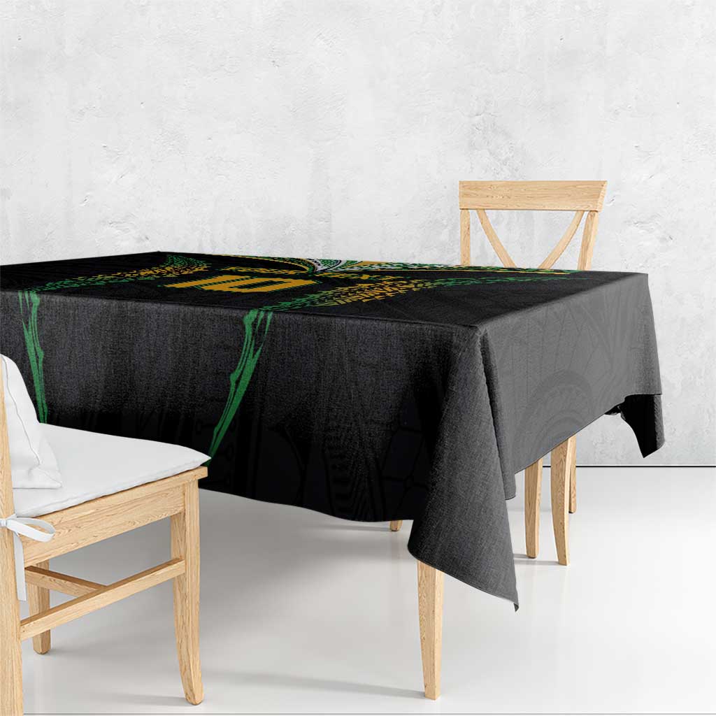 Custom Cook Islands Rugby League Tablecloth Tatau Tribal Pattern-Special Edition Black Color