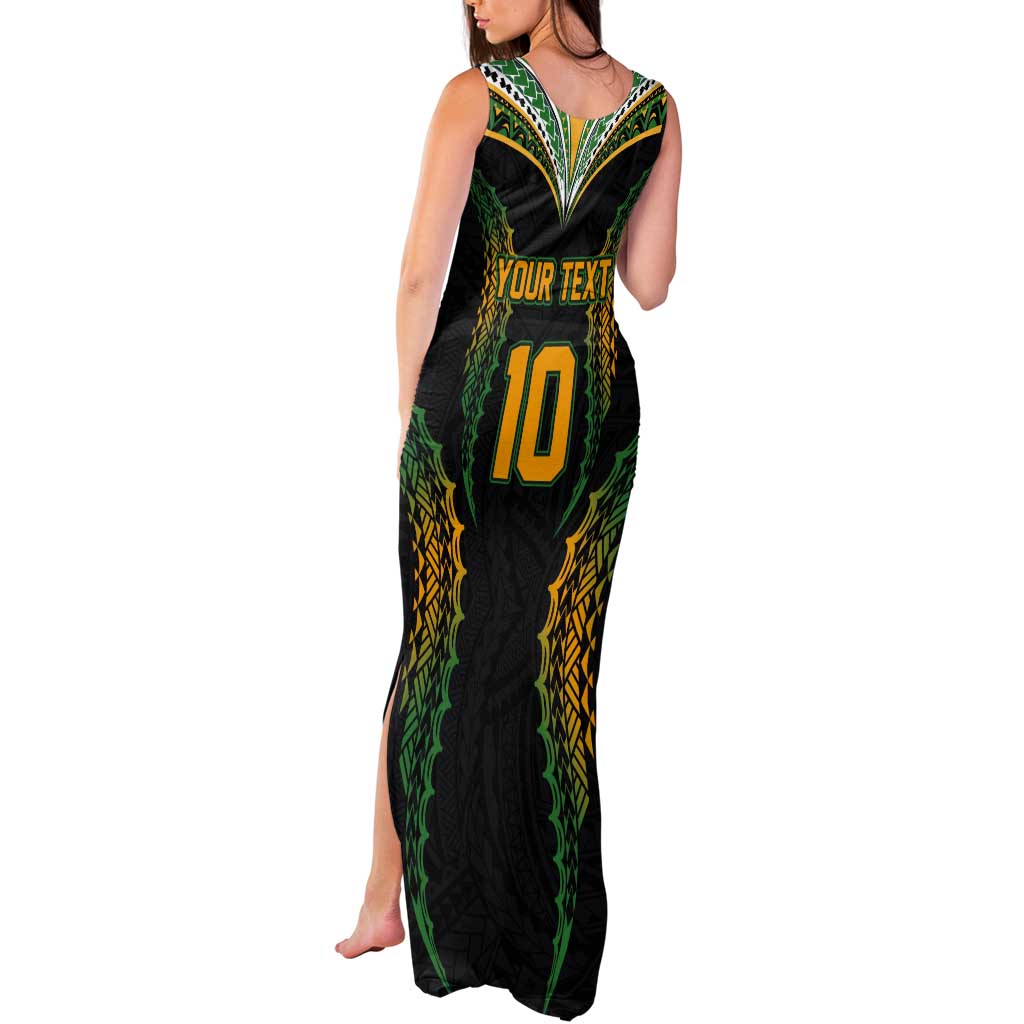 Custom Cook Islands Rugby League Tank Maxi Dress Tatau Tribal Pattern-Special Edition Black Color