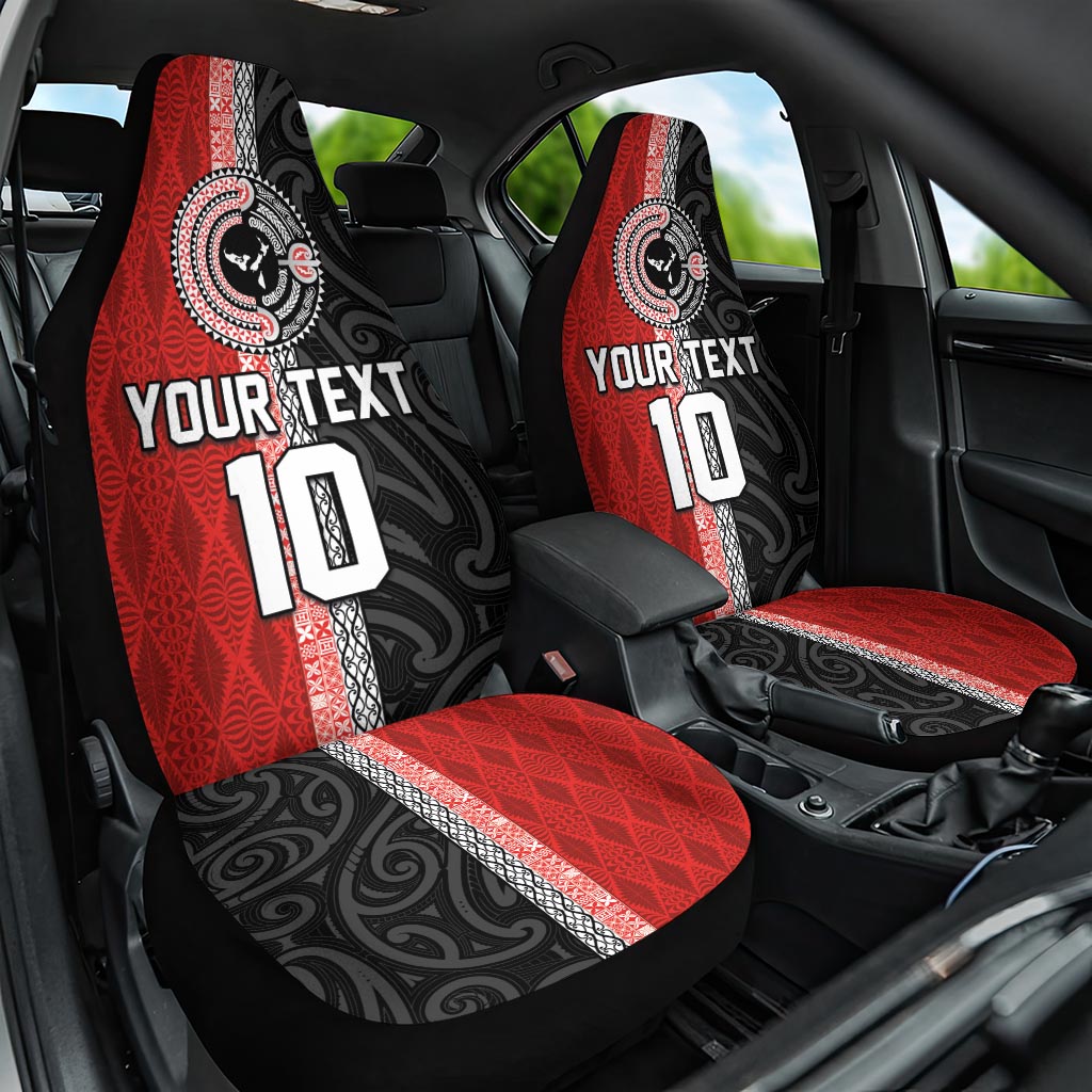 Custom Tonga and New Zealand Rugby Car Seat Cover Maori Mix Ngatu Pattern