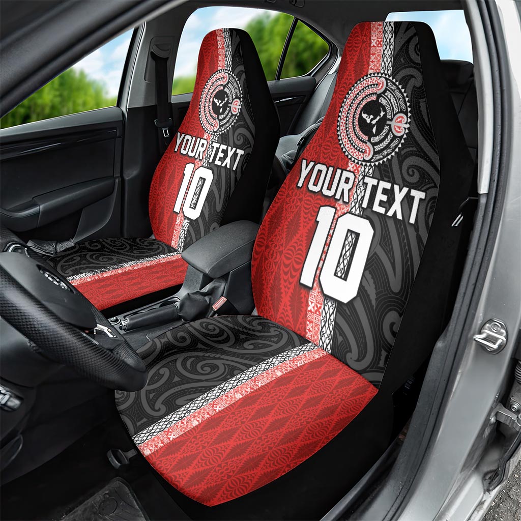 Custom Tonga and New Zealand Rugby Car Seat Cover Maori Mix Ngatu Pattern