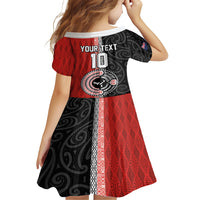 Custom Tonga and New Zealand Rugby Family Matching Short Sleeve Bodycon Dress and Hawaiian Shirt Maori Mix Ngatu Pattern