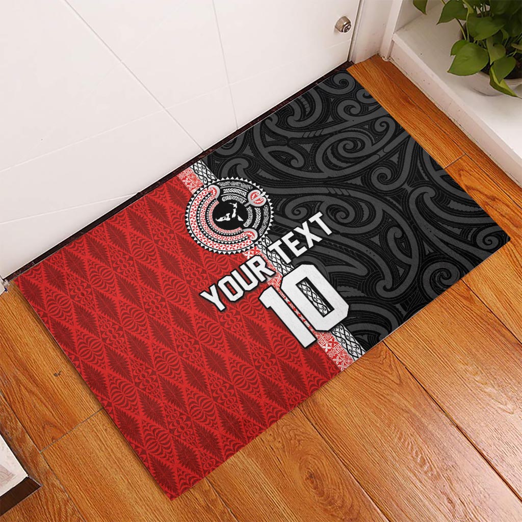 Custom Tonga and New Zealand Rugby Rubber Doormat Maori Mix Ngatu Pattern