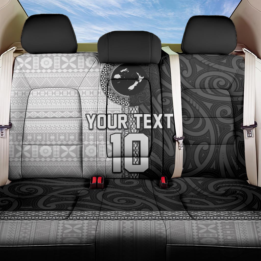 Custom Fiji and New Zealand Rugby Back Car Seat Cover Tapa Mix Maori Pattern