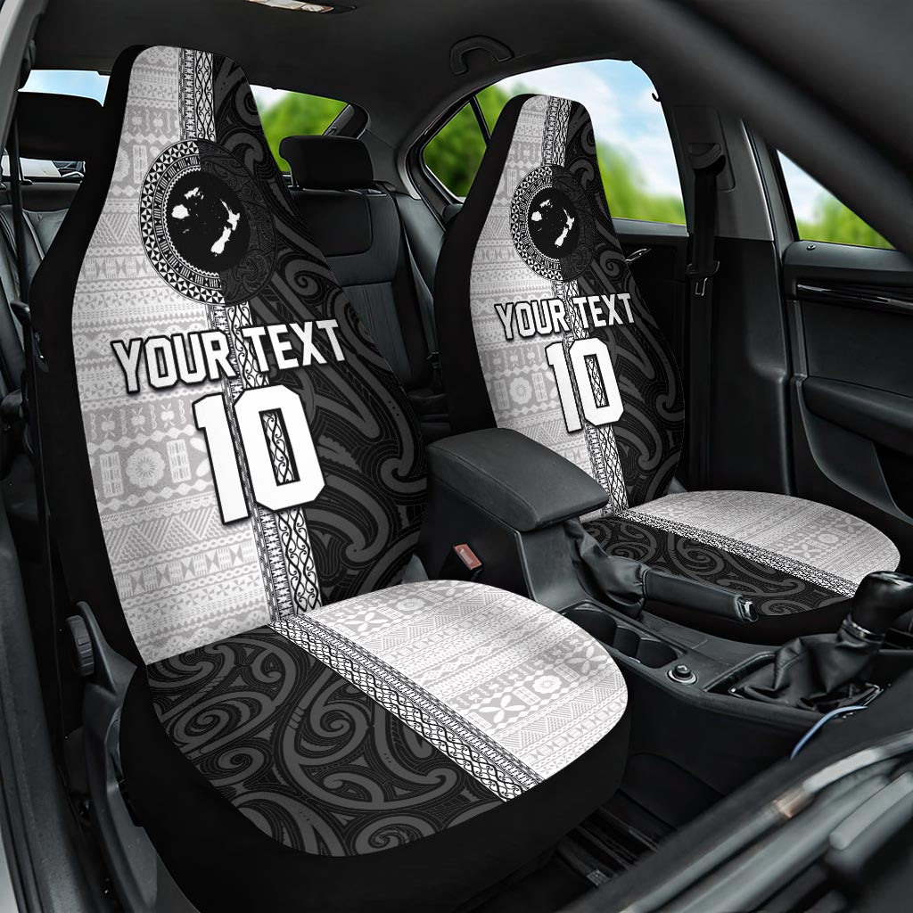 Custom Fiji and New Zealand Rugby Car Seat Cover Tapa Mix Maori Pattern