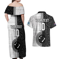 Custom Fiji and New Zealand Rugby Couples Matching Off Shoulder Maxi Dress and Hawaiian Shirt Tapa Mix Maori Pattern