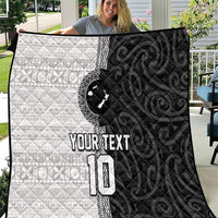 Custom Fiji and New Zealand Rugby Quilt Tapa Mix Maori Pattern