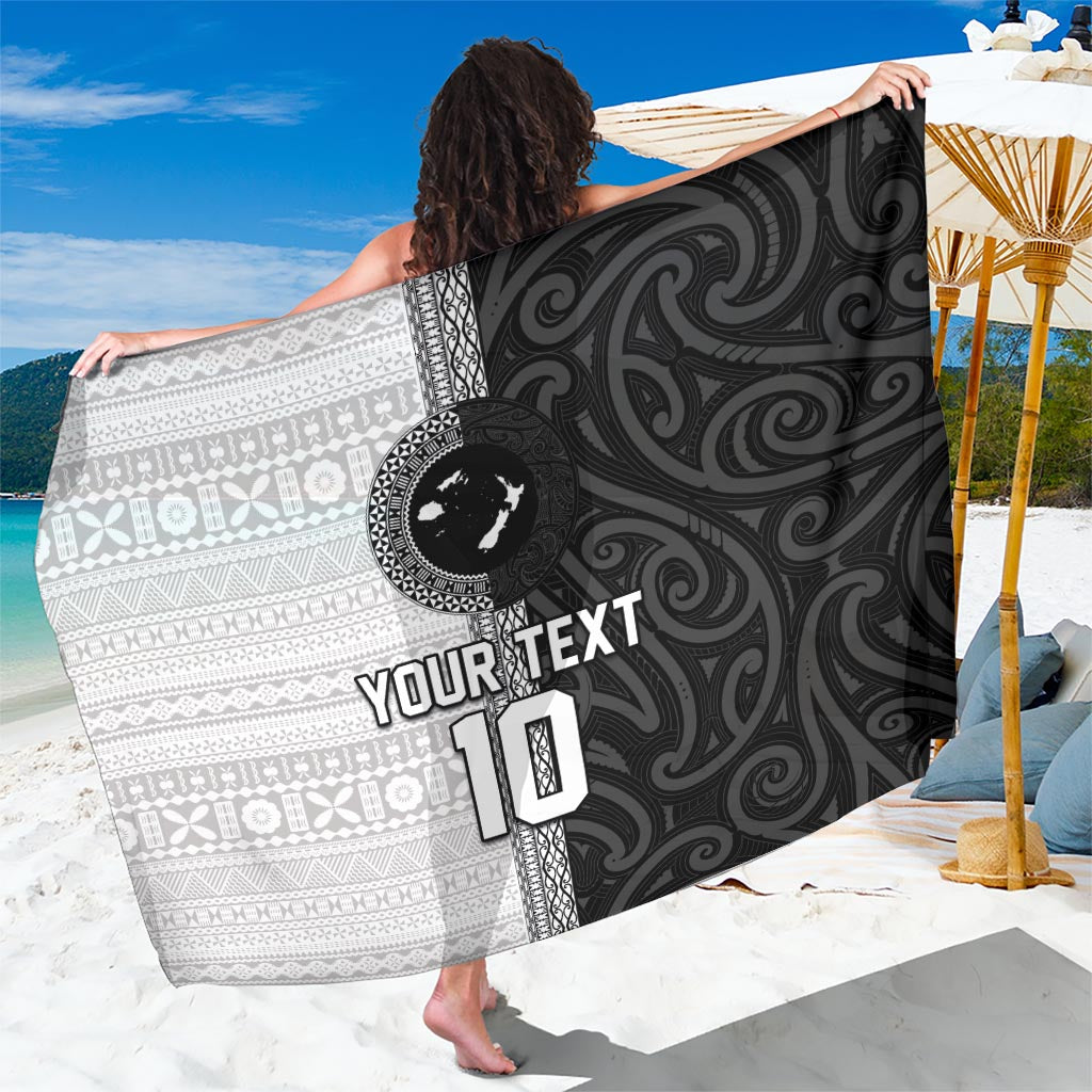 Custom Fiji and New Zealand Rugby Sarong Tapa Mix Maori Pattern