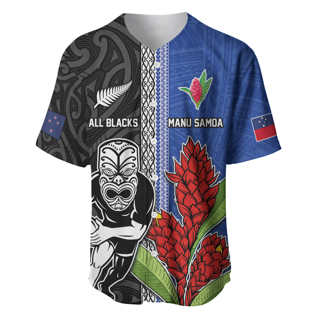 Custom Samoa and New Zealand Rugby Baseball Jersey Teuila Samoan and Maori Warrior