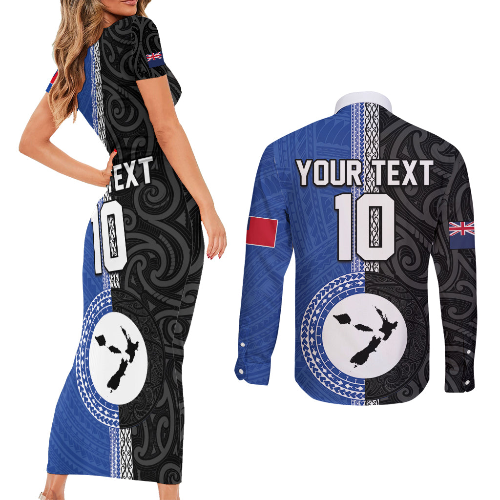 Custom Samoa and New Zealand Rugby Couples Matching Short Sleeve Bodycon Dress and Long Sleeve Button Shirt Teuila Samoan and Maori Warrior