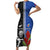 Custom Samoa and New Zealand Rugby Short Sleeve Bodycon Dress Teuila Samoan and Maori Warrior