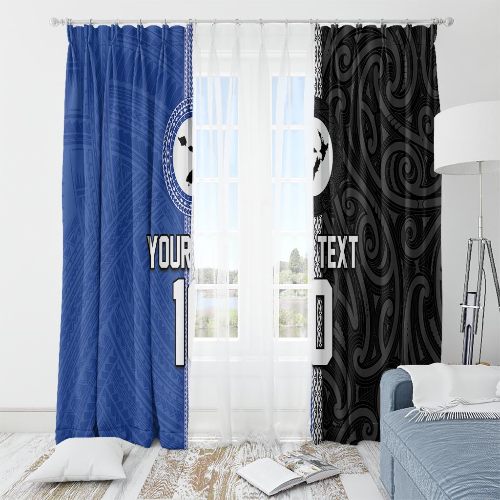 Custom Samoa and New Zealand Rugby Window Curtain Teuila Samoan and Maori Warrior