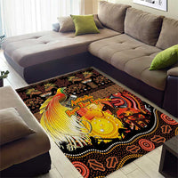 Australia and Papua New Guinea Together Area Rug Kangaroo Aboriginal Art and Bird-of-paradise Oro Tribal Motifs - Polynesian Pride
