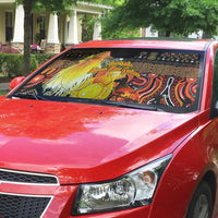 Australia and Papua New Guinea Together Auto Sun Shade Kangaroo Aboriginal Art and Bird-of-paradise Oro Tribal Motifs - Polynesian Pride