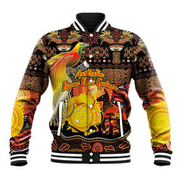 Personalized Australia and Papua New Guinea Together Baseball Jacket Kangaroo Aboriginal Art and Bird-of-paradise Oro Tribal Motifs - Polynesian Pride
