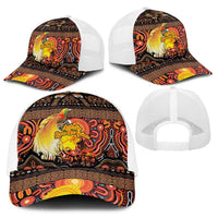 Australia and Papua New Guinea Together Baseball Net Cap Kangaroo Aboriginal Art and Bird-of-paradise with Oro Tribal Motifs - Polynesian Pride