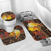Australia and Papua New Guinea Together Bathroom Set Kangaroo Aboriginal Art and Bird-of-paradise Oro Tribal Motifs - Polynesian Pride