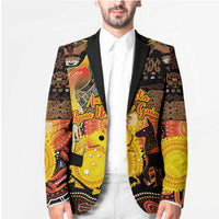 Personalized Australia and Papua New Guinea Together Blazer Kangaroo Aboriginal Art and Bird-of-paradise Oro Tribal Motifs - Polynesian Pride