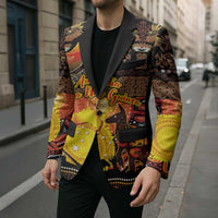 Personalized Australia and Papua New Guinea Together Blazer Kangaroo Aboriginal Art and Bird-of-paradise Oro Tribal Motifs - Polynesian Pride