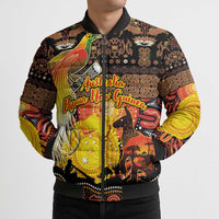 Personalized Australia and Papua New Guinea Together Bomber Puffer Jacket Kangaroo Aboriginal Art and Bird-of-paradise Oro Tribal Motifs - Polynesian Pride