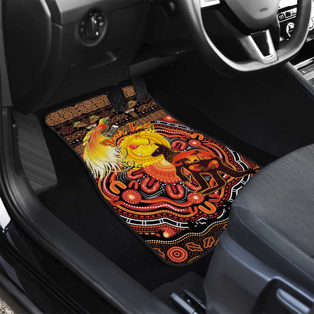 Personalized Australia and Papua New Guinea Together Car Mats Kangaroo Aboriginal Art and Bird-of-paradise Oro Tribal Motifs - Polynesian Pride