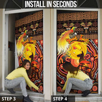Personalized Australia and Papua New Guinea Together Door Cover Kangaroo Aboriginal Art and Bird-of-paradise Oro Tribal Motifs - Polynesian Pride