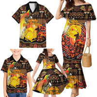 Personalized Australia and Papua New Guinea Together Family Matching Mermaid Dress and Hawaiian Shirt Kangaroo Aboriginal Art and Bird-of-paradise Oro Tribal Motifs - Polynesian Pride