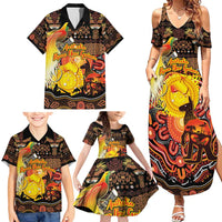 Personalized Australia and Papua New Guinea Together Family Matching Summer Maxi Dress and Hawaiian Shirt Kangaroo Aboriginal Art and Bird-of-paradise Oro Tribal Motifs - Polynesian Pride