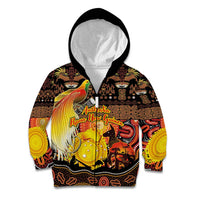 Personalized Australia and Papua New Guinea Together Kid Hoodie Kangaroo Aboriginal Art and Bird-of-paradise Oro Tribal Motifs - Polynesian Pride