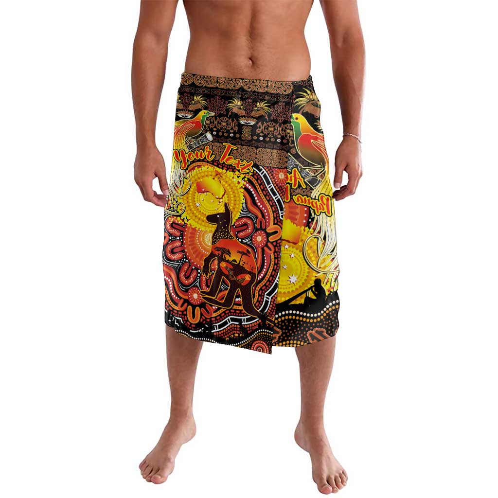 Personalized Australia and Papua New Guinea Together Lavalava Kangaroo Aboriginal Art and Bird-of-paradise Oro Tribal Motifs - Polynesian Pride