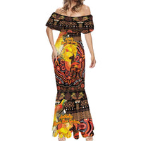 Personalized Australia and Papua New Guinea Together Mermaid Dress Kangaroo Aboriginal Art and Bird-of-paradise Oro Tribal Motifs - Polynesian Pride