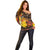 Personalized Australia and Papua New Guinea Together Off Shoulder Sweater Kangaroo Aboriginal Art and Bird-of-paradise Oro Tribal Motifs - Polynesian Pride