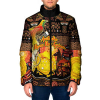 Personalized Australia and Papua New Guinea Together Padded Jacket Kangaroo Aboriginal Art and Bird-of-paradise Oro Tribal Motifs - Polynesian Pride
