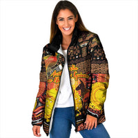 Personalized Australia and Papua New Guinea Together Padded Jacket Kangaroo Aboriginal Art and Bird-of-paradise Oro Tribal Motifs - Polynesian Pride