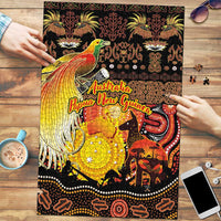 Australia and Papua New Guinea Together Puzzle Kangaroo Aboriginal Art and Bird-of-paradise Oro Tribal Motifs - Polynesian Pride