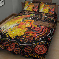 Australia and Papua New Guinea Together Quilt Bed Set Kangaroo Aboriginal Art and Bird-of-paradise Oro Tribal Motifs - Polynesian Pride