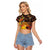 Personalized Australia and Papua New Guinea Together Raglan Cropped T Shirt Kangaroo Aboriginal Art and Bird-of-paradise Oro Tribal Motifs - Polynesian Pride