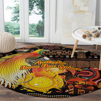 Australia and Papua New Guinea Together Round Carpet Kangaroo Aboriginal Art and Bird-of-paradise Oro Tribal Motifs - Polynesian Pride