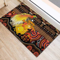 Australia and Papua New Guinea Together Rubber Doormat Kangaroo Aboriginal Art and Bird-of-paradise Oro Tribal Motifs - Polynesian Pride