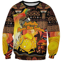 Personalized Australia and Papua New Guinea Together Sweatshirt Kangaroo Aboriginal Art and Bird-of-paradise Oro Tribal Motifs - Polynesian Pride