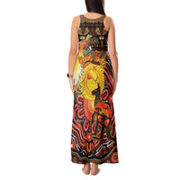 Personalized Australia and Papua New Guinea Together Tank Maxi Dress Kangaroo Aboriginal Art and Bird-of-paradise Oro Tribal Motifs - Polynesian Pride