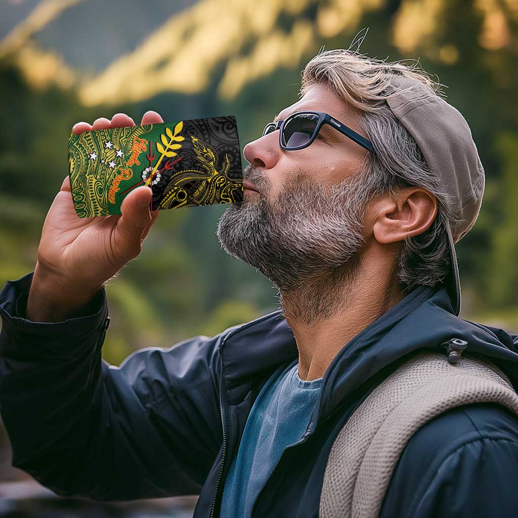 Chimpu Province Papua New Guinea 4 in 1 Can Cooler Tumbler Bird-of-paradise Art Tattoo and Melanesian Motifs - Polynesian Pride