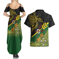 Personalized Chimpu Province Papua New Guinea Couples Matching Summer Maxi Dress and Hawaiian Shirt Bird-of-paradise Art Tattoo and Melanesian Motifs - Polynesian Pride