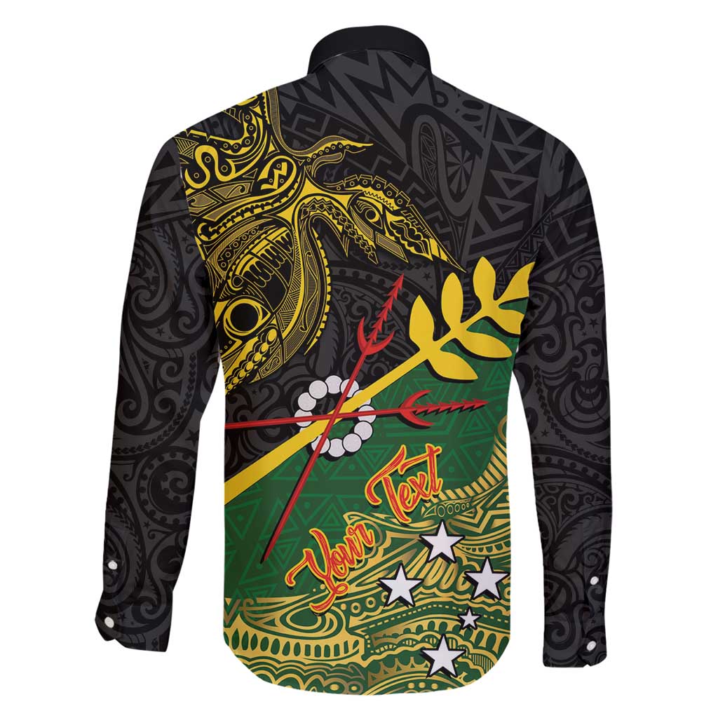 Personalized Chimpu Province Papua New Guinea Family Matching Long Sleeve Bodycon Dress and Hawaiian Shirt Bird-of-paradise Art Tattoo and Melanesian Motifs - Polynesian Pride