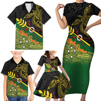 Personalized Chimpu Province Papua New Guinea Family Matching Short Sleeve Bodycon Dress and Hawaiian Shirt Bird-of-paradise Art Tattoo and Melanesian Motifs - Polynesian Pride